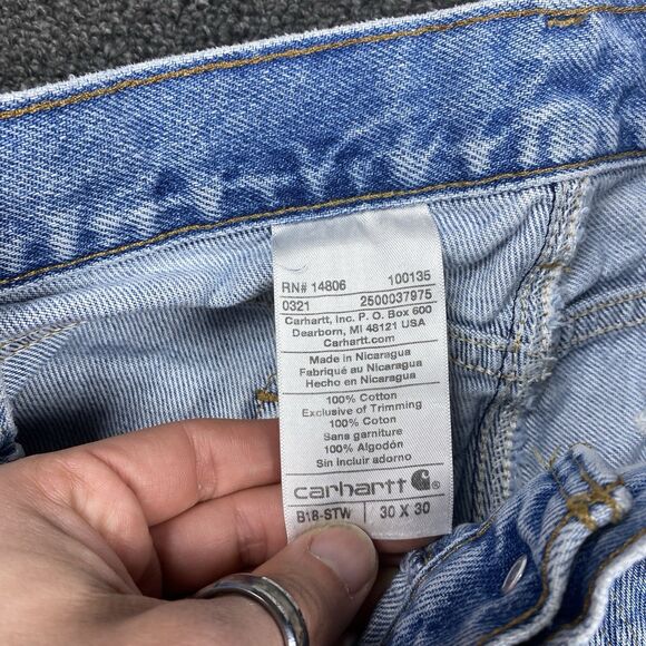Carhartt Jeans Mens Blue B18 STW Relaxed Fit Workwear Denim Size 30x30 - Picture 3 of 7